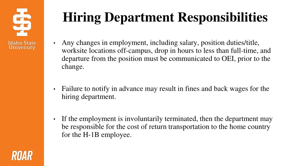 hiring department responsibilities
