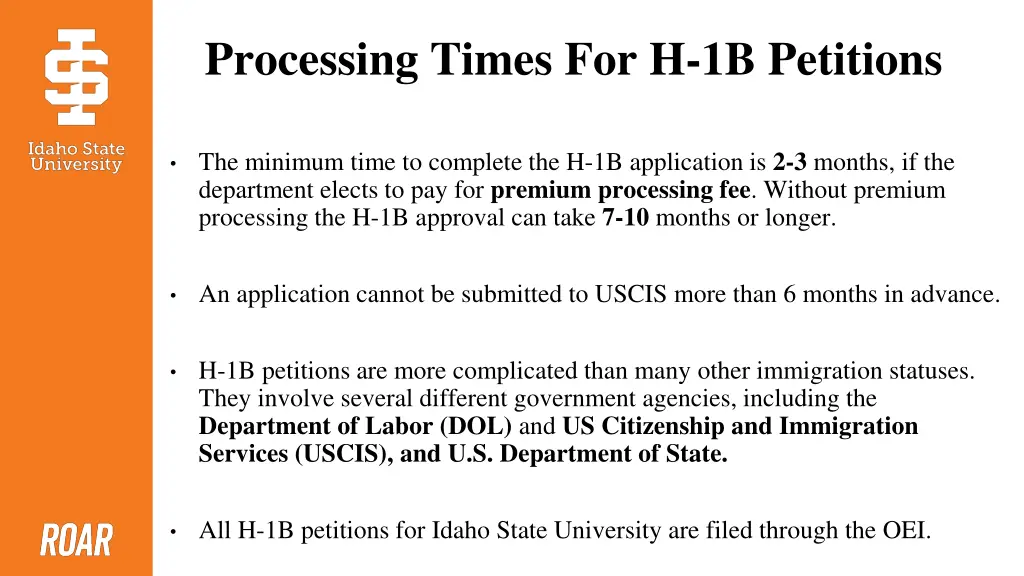 processing times for h 1b petitions