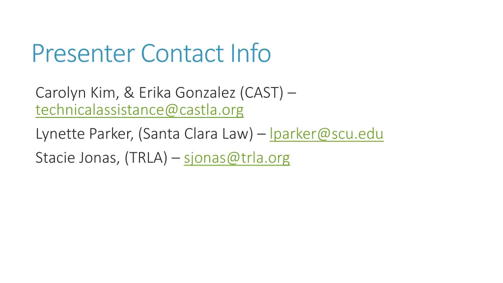 presenter contact info