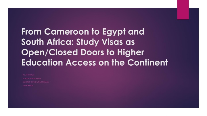 from cameroon to egypt and south africa study