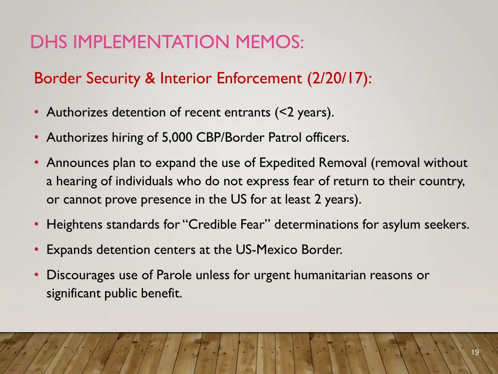 dhs implementation memos 2