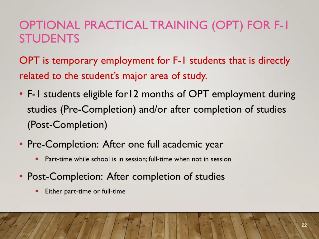 optional practical training opt for f 1 students