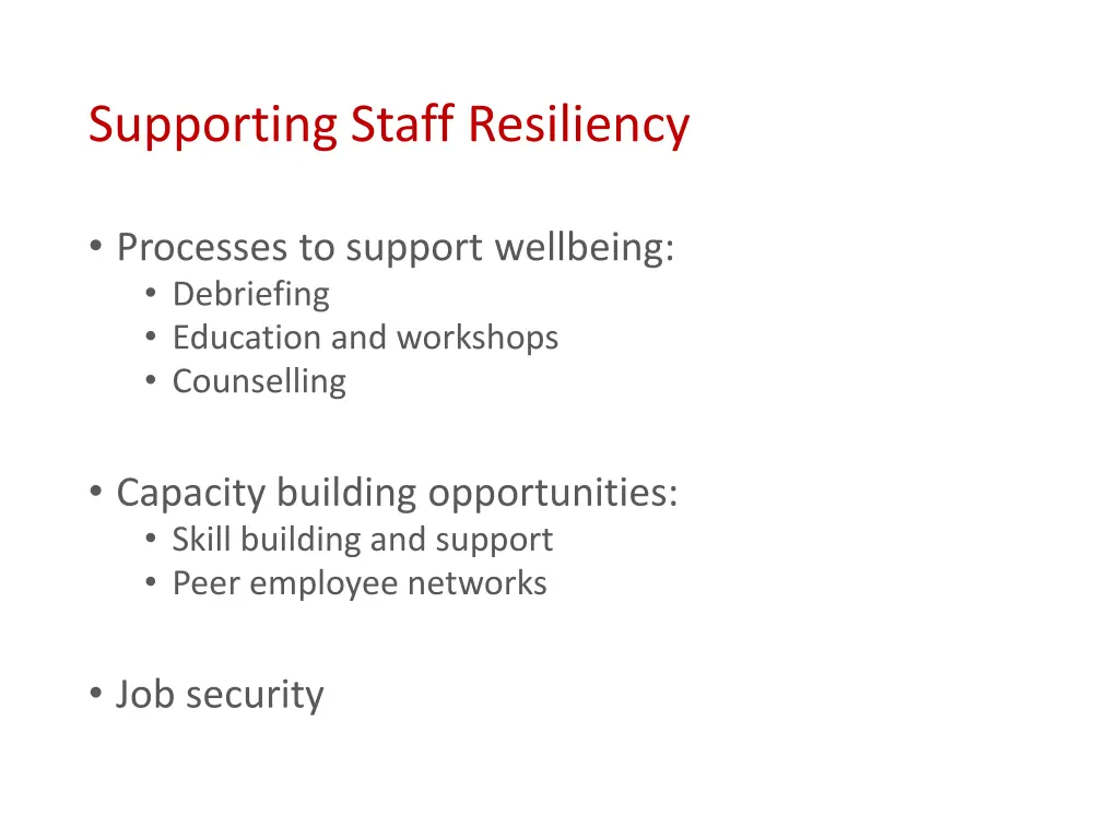 supporting staff resiliency