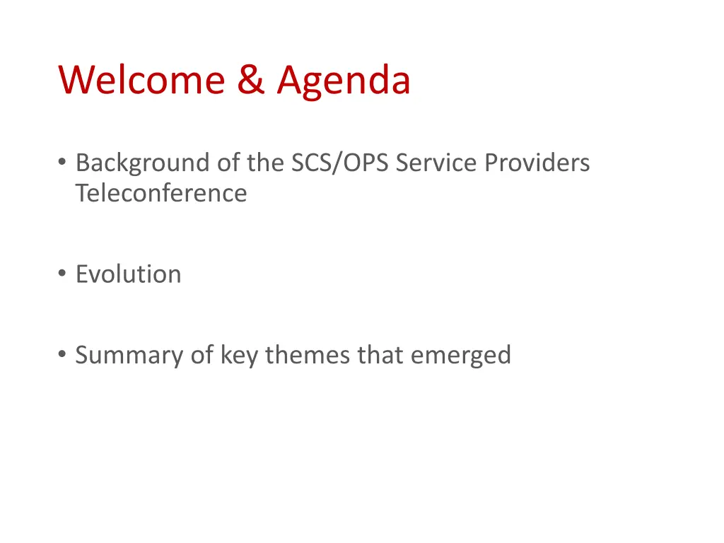 welcome agenda
