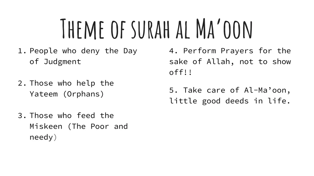 theme of surah al ma oon 1 people who deny