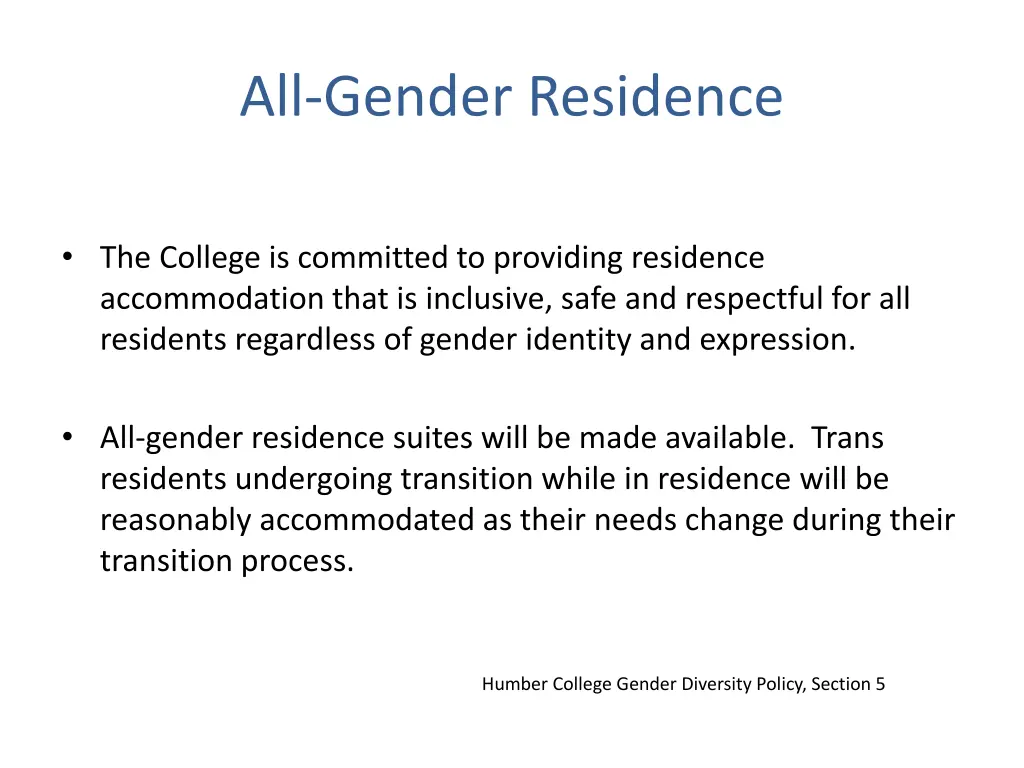 all gender residence