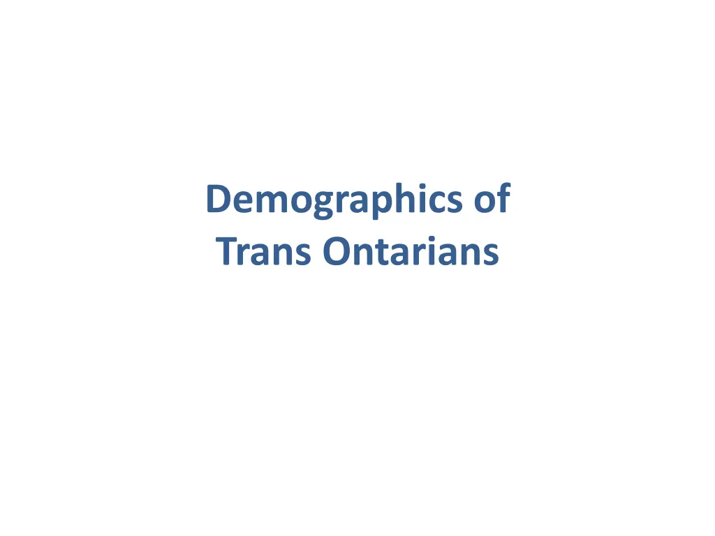 demographics of trans ontarians