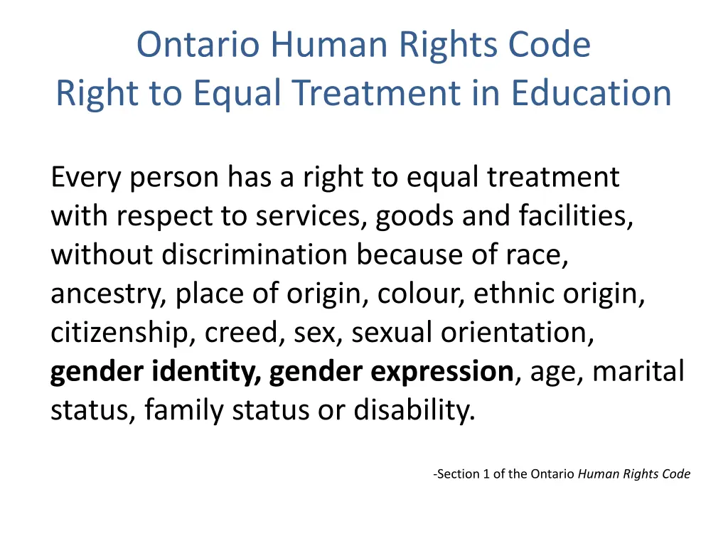 ontario human rights code right to equal