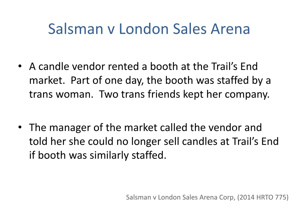 salsman v london sales arena