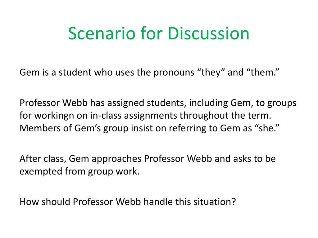scenario for discussion