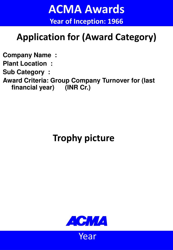 acma awards year application for award category