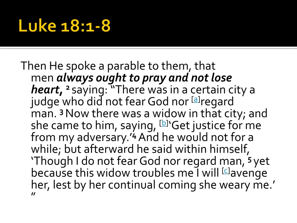 then he spoke a parable to them that men always