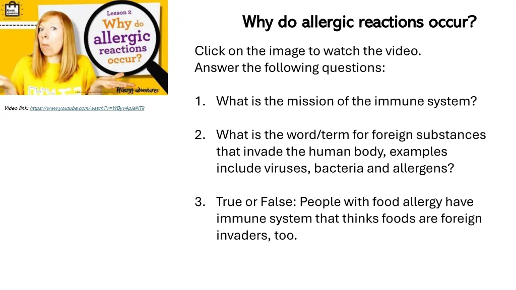 why do allergic reactions occur why do allergic