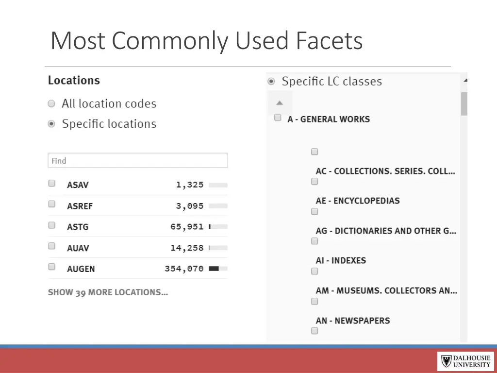 most commonly used facets
