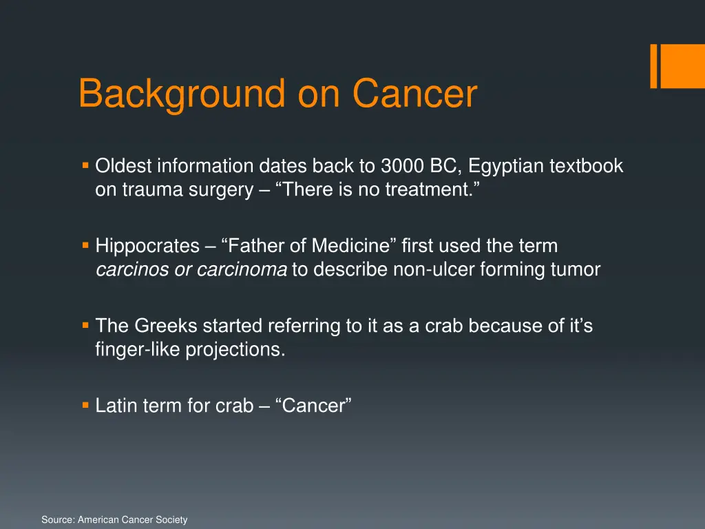 background on cancer