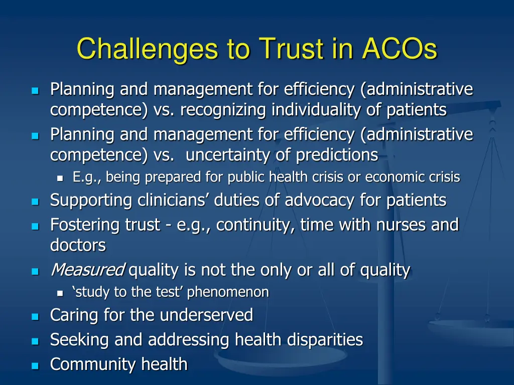 challenges to trust in acos