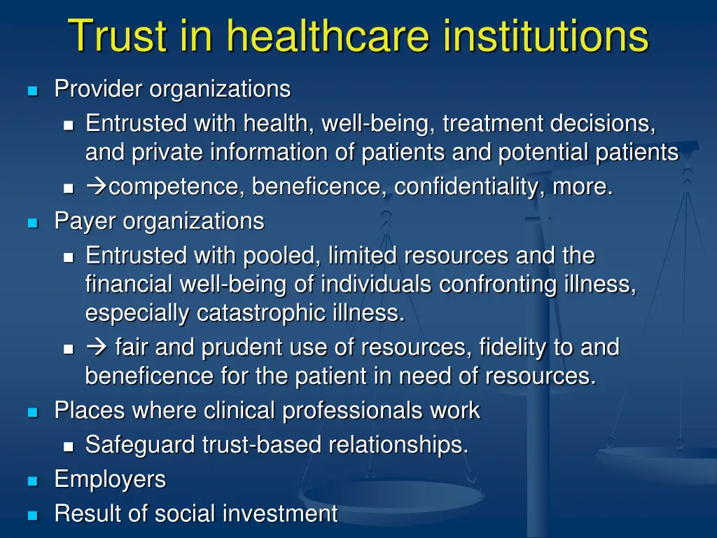 trust in healthcare institutions