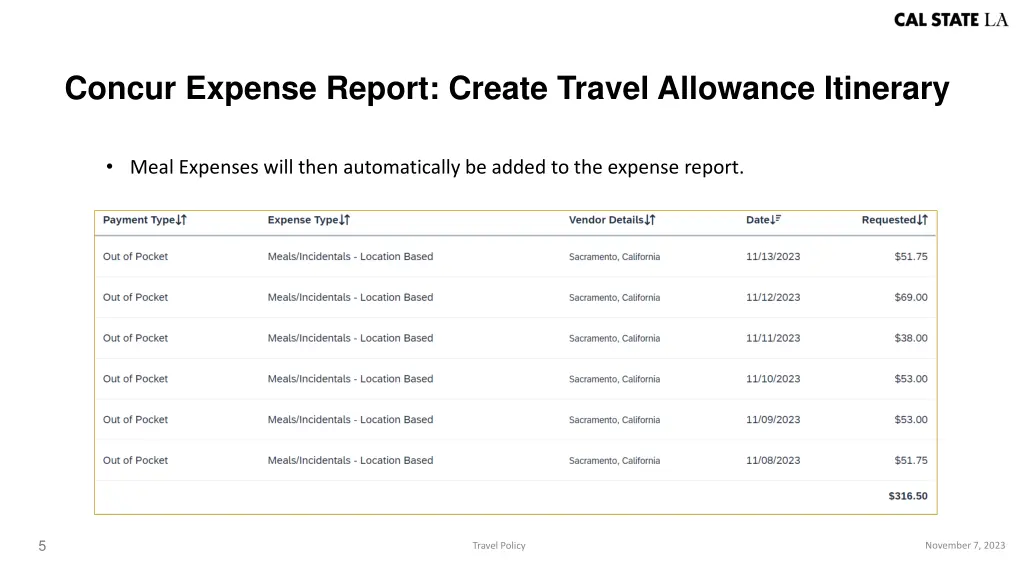 concur expense report create travel allowance 3