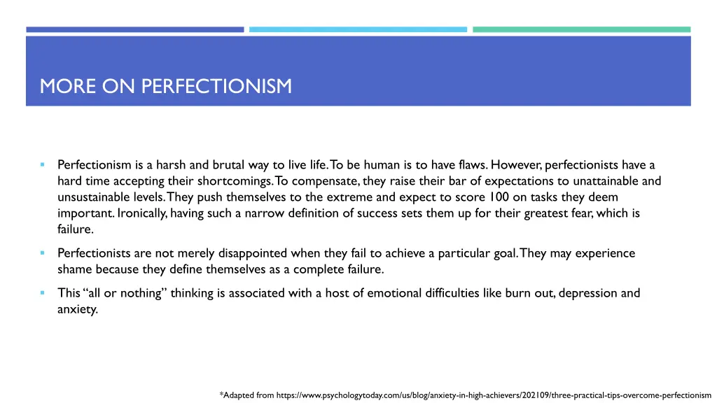 more on perfectionism