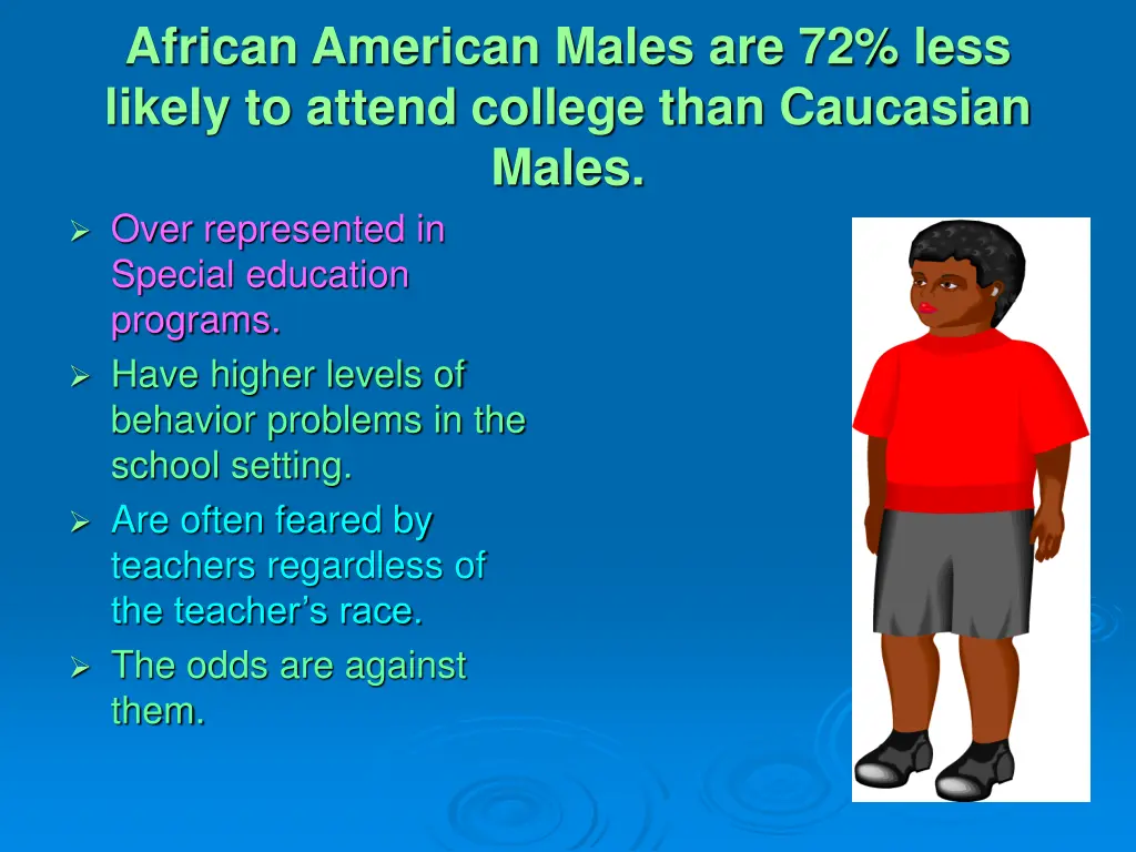 african american males are 72 less likely