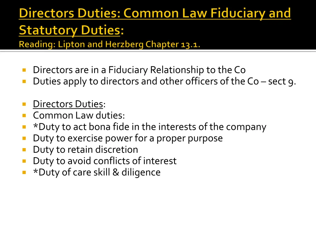 directors are in a fiduciary relationship