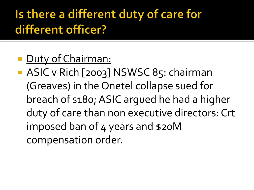 duty of chairman asic v rich 2003 nswsc