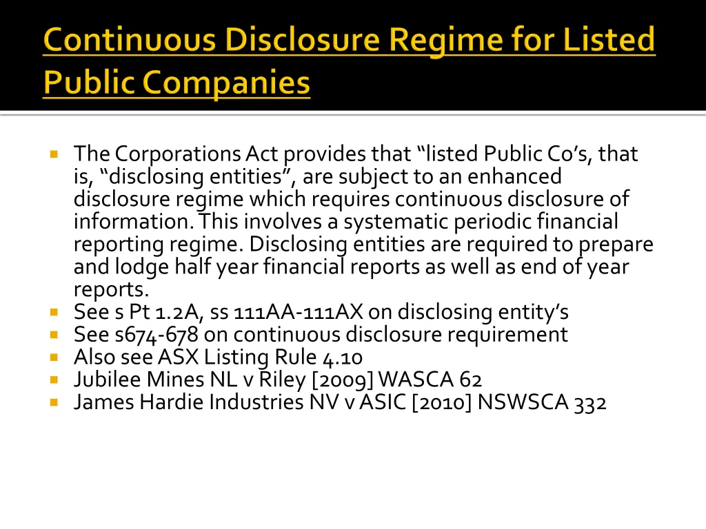 the corporations act provides that listed public