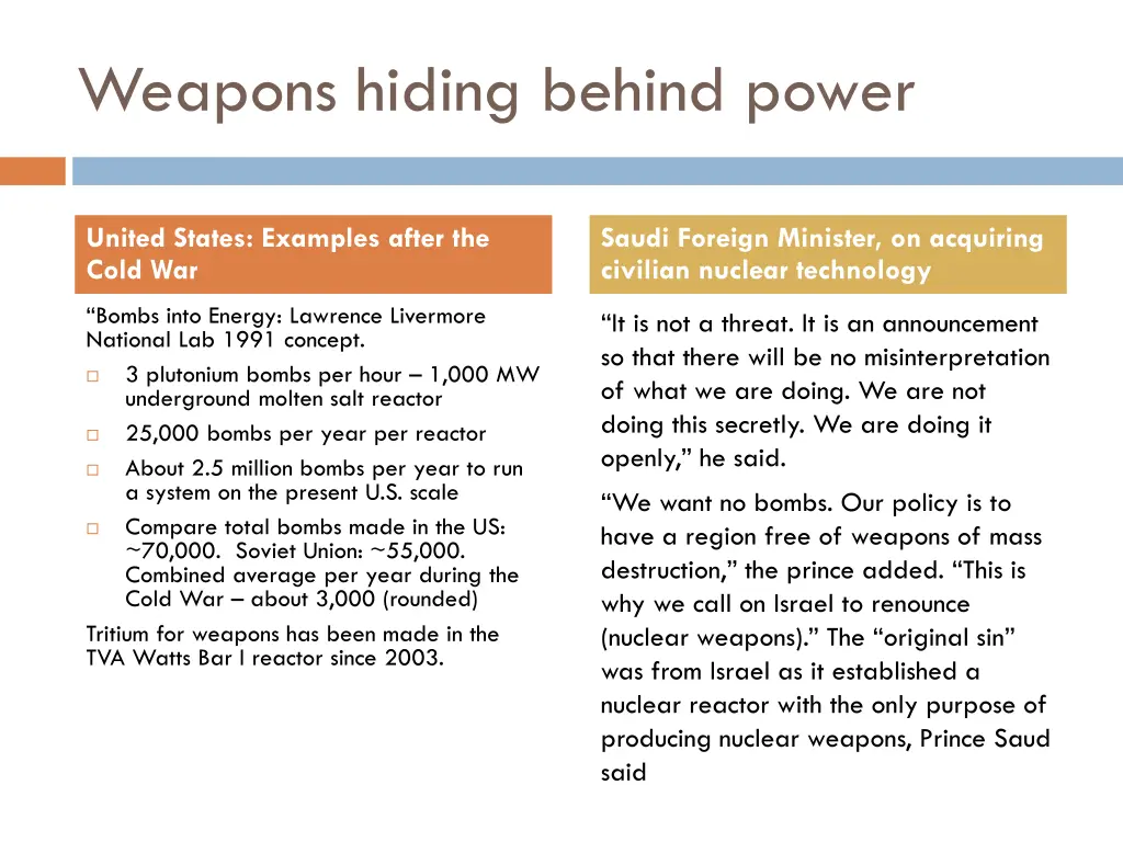 weapons hiding behind power