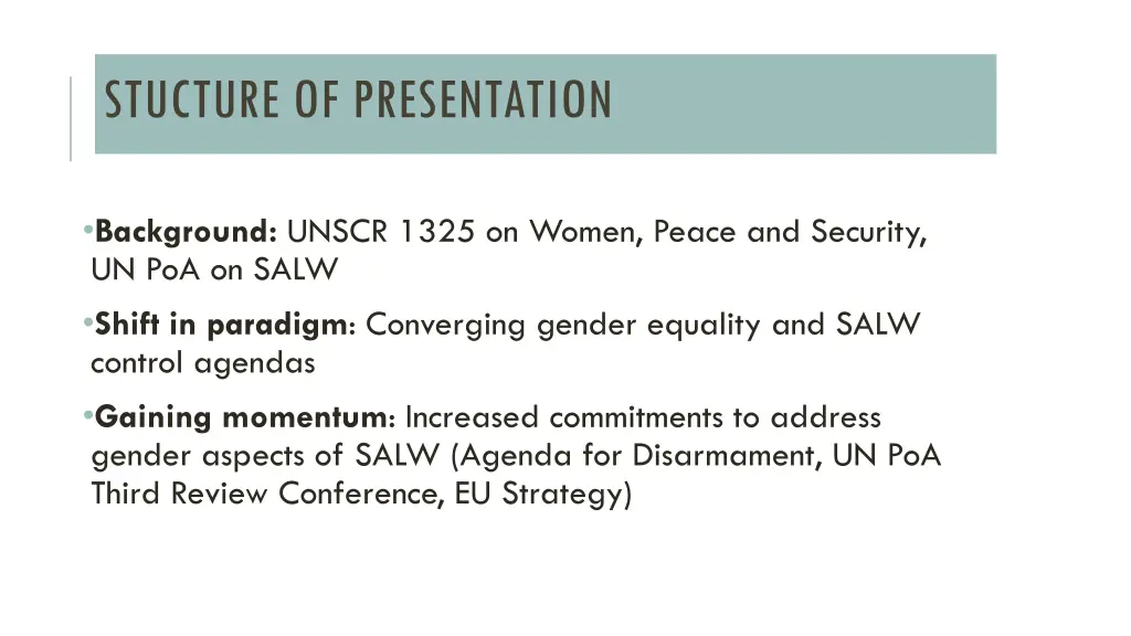 stucture of presentation