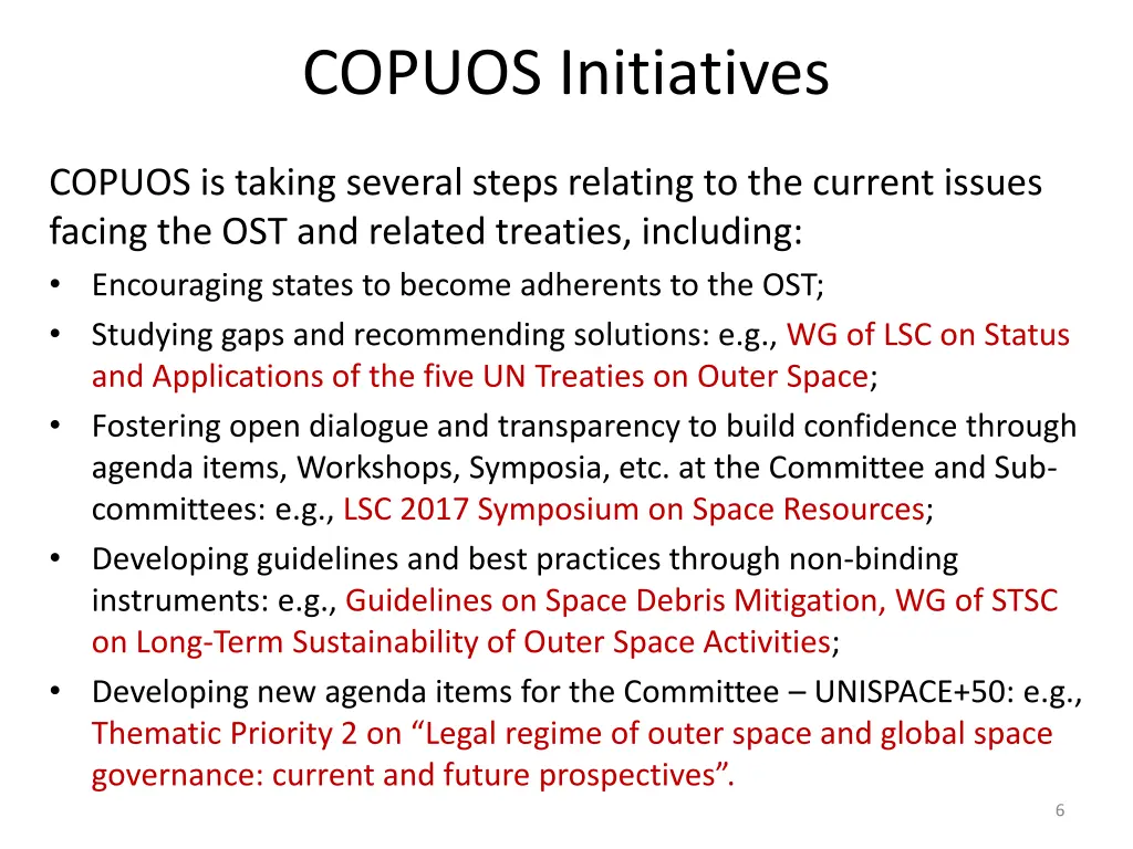 copuos initiatives