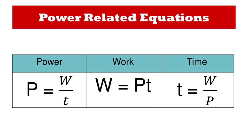 power related equations