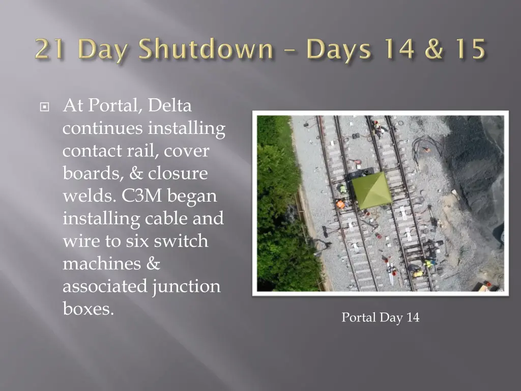 at portal delta continues installing contact rail