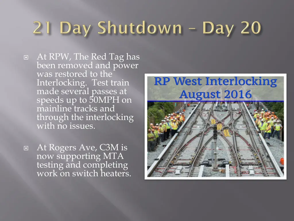 at rpw the red tag has been removed and power