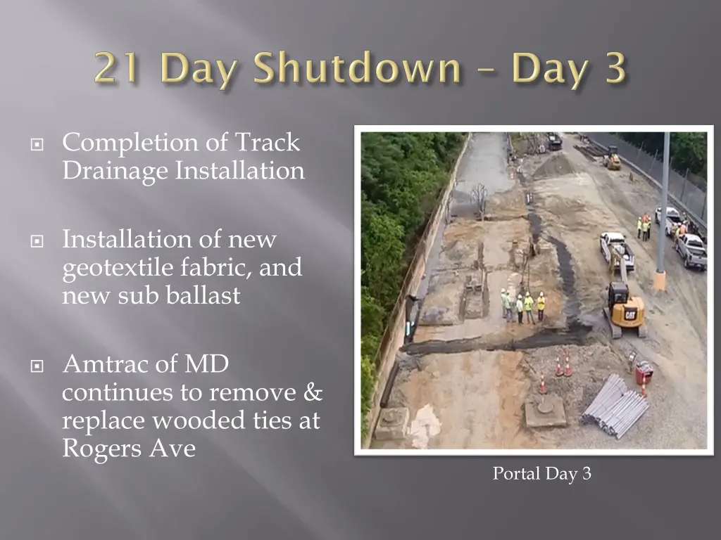 completion of track drainage installation