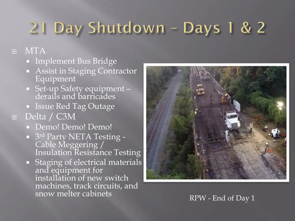 mta implement bus bridge assist in staging