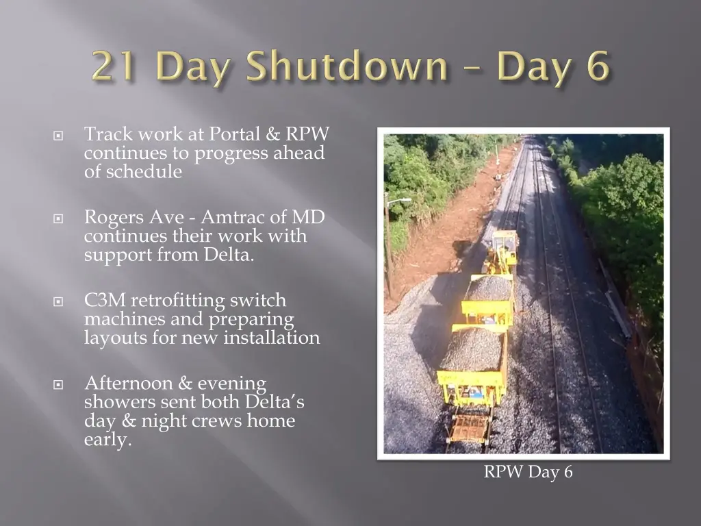track work at portal rpw continues to progress