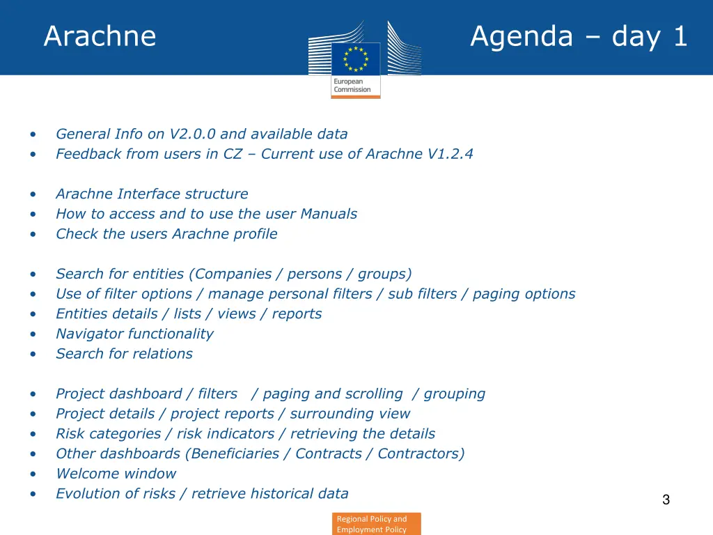 arachne agenda day 1