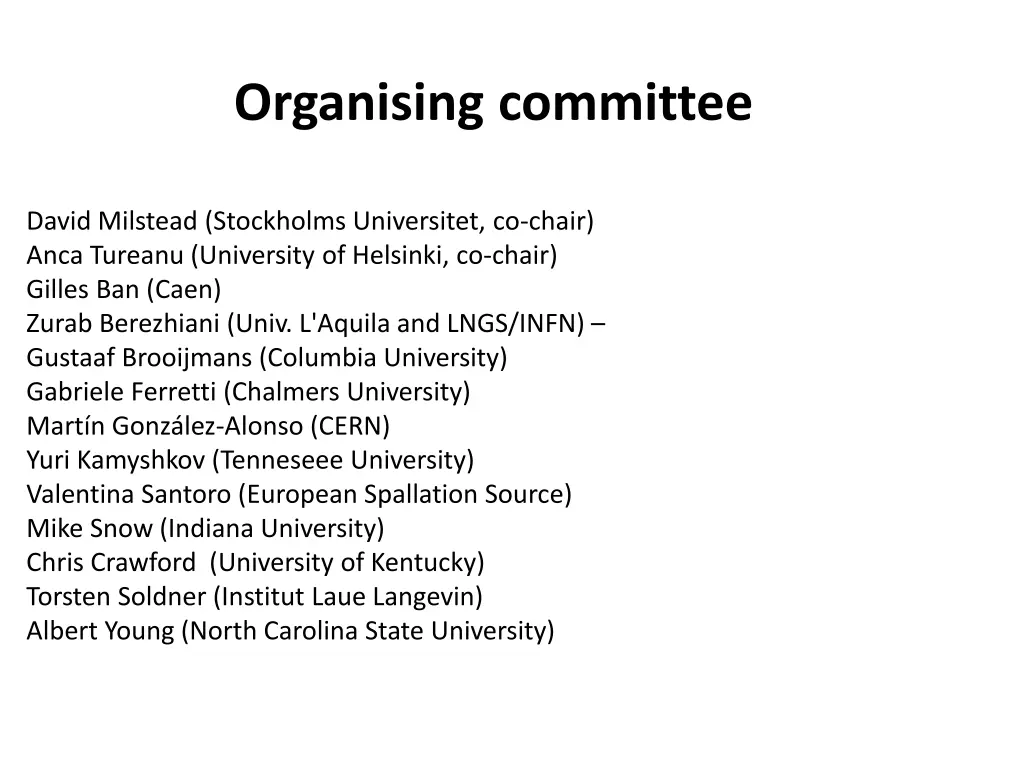 organising committee