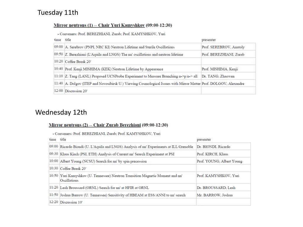 tuesday 11th