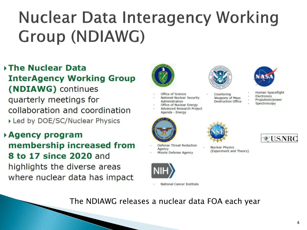 the ndiawg releases a nuclear data foa each year