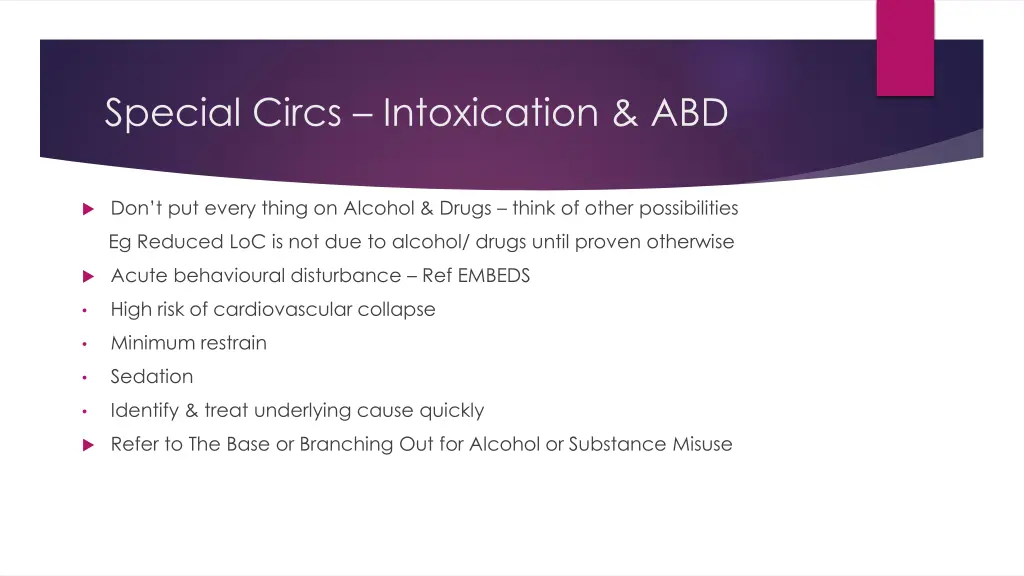 special circs intoxication abd