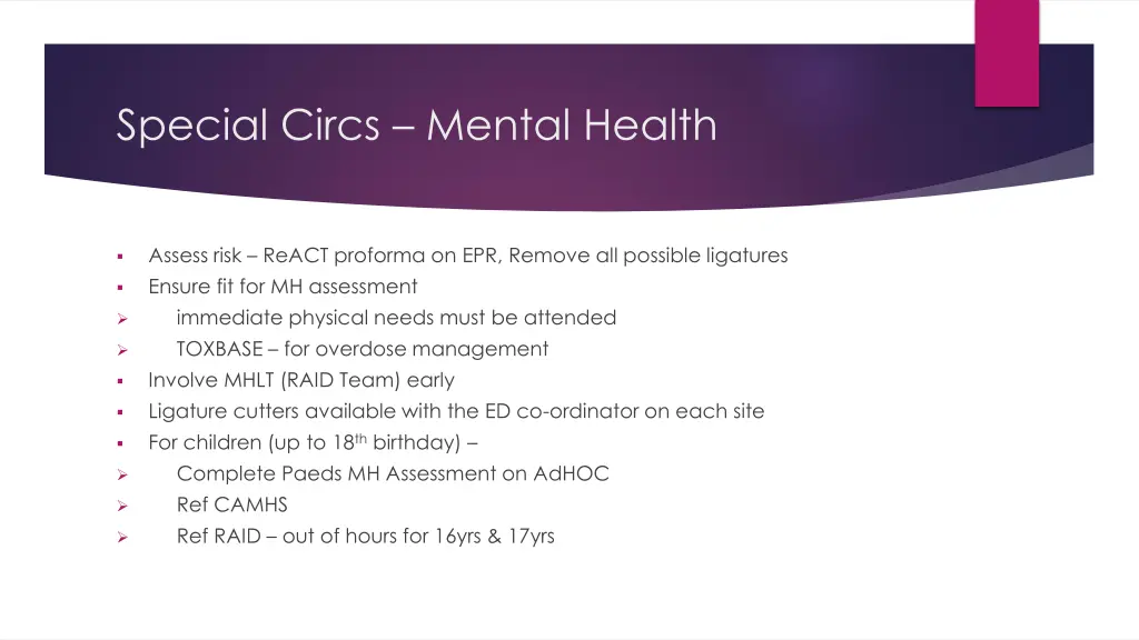 special circs mental health