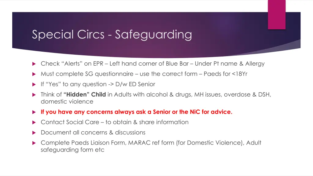 special circs safeguarding