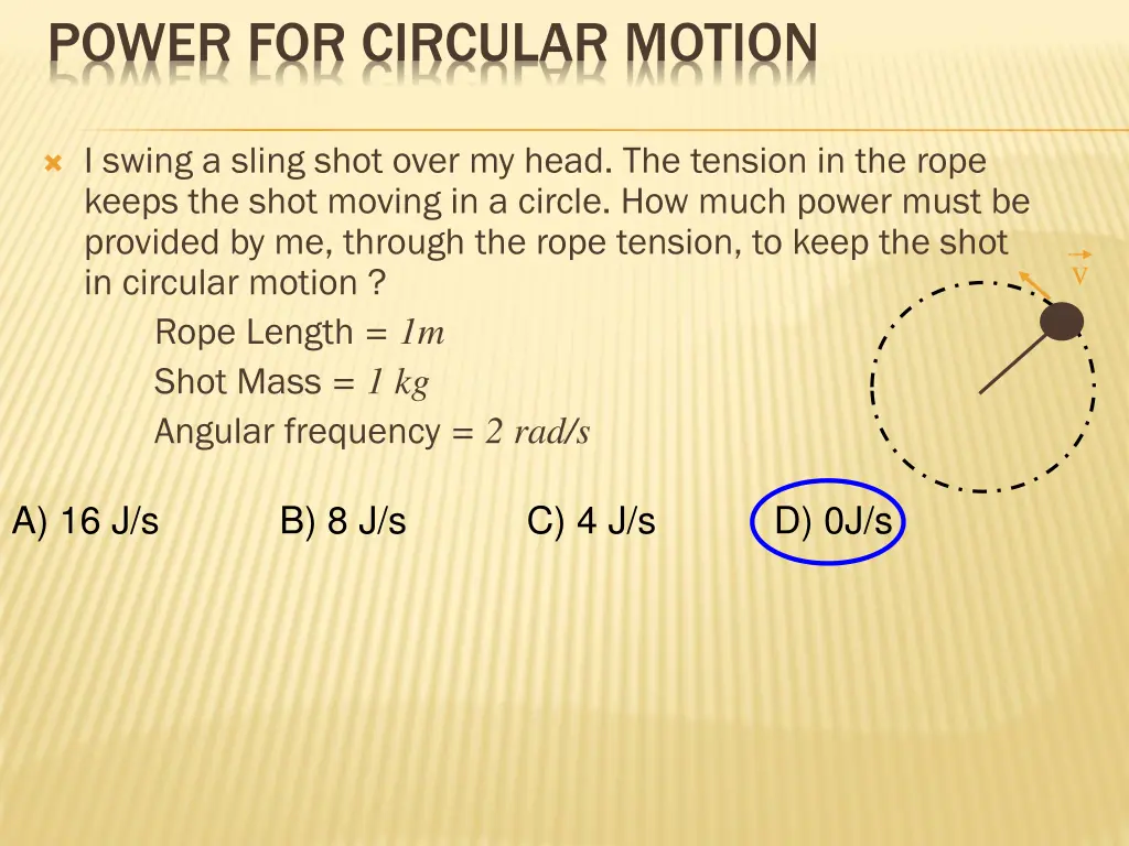 power for circular motion