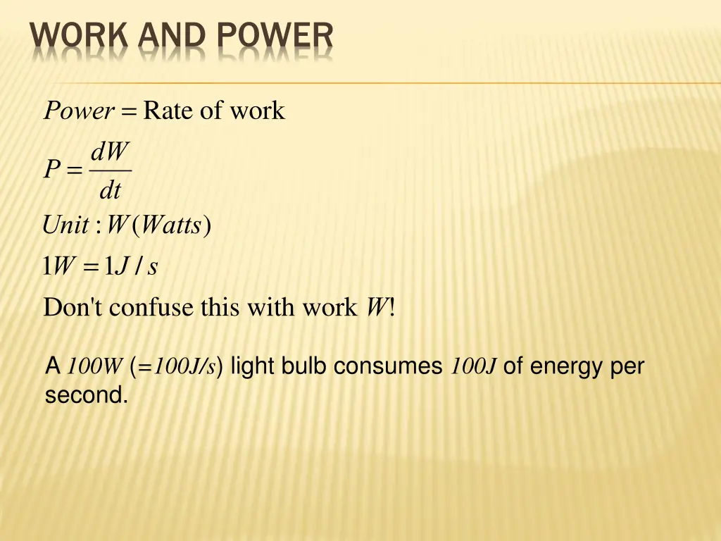 work and power
