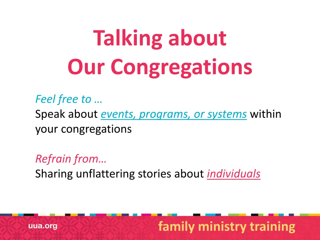 talking about our congregations
