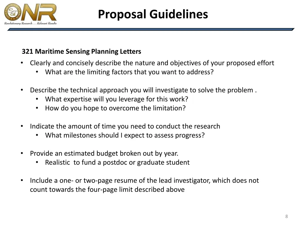 proposal guidelines