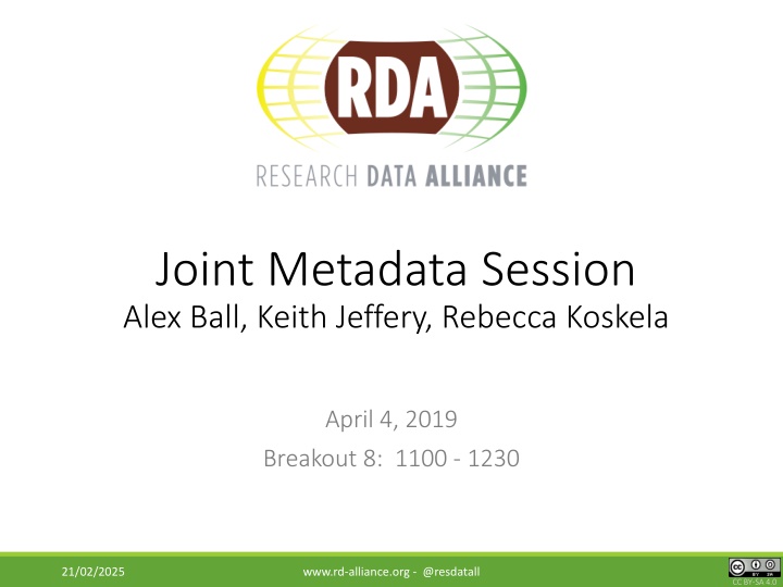 joint metadata session alex ball keith jeffery