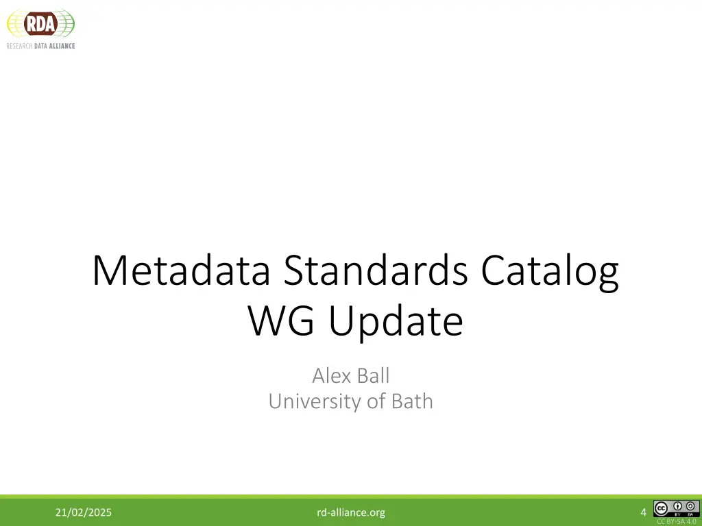 metadata standards catalog wg update