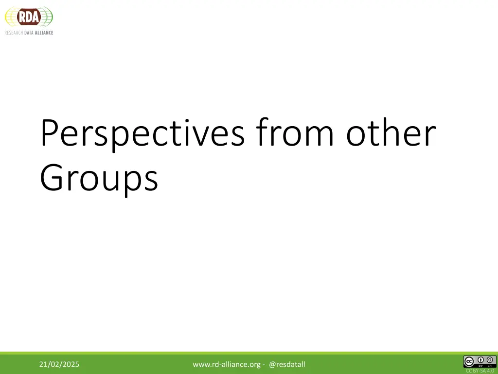 perspectives from other groups